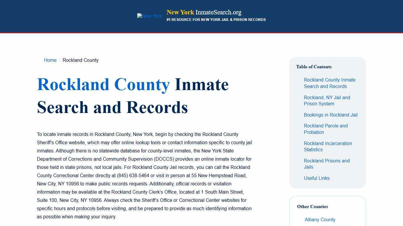 Rockland County, NY Inmate & Jail Records Lookup